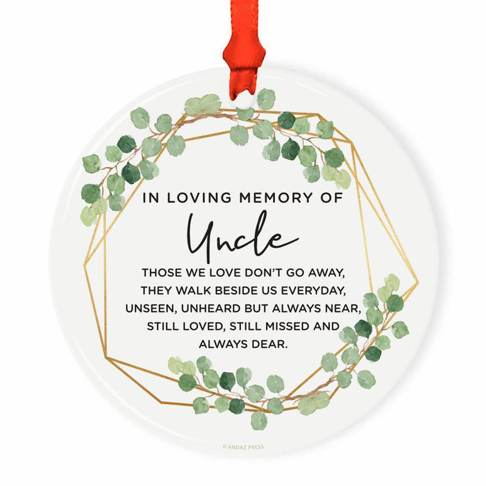 Round Ceramic Porcelain Christmas Tree Ornament Keepsake Bereavement Memorial Collectible-Set of 1-Andaz Press-Uncle-