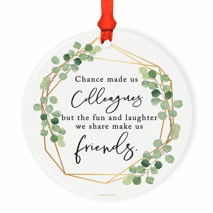 Round Ceramic Porcelain Christmas Tree Ornament Keepsake Collectible Gift for Friend, Floral-Set of 1-Andaz Press-True Friends-