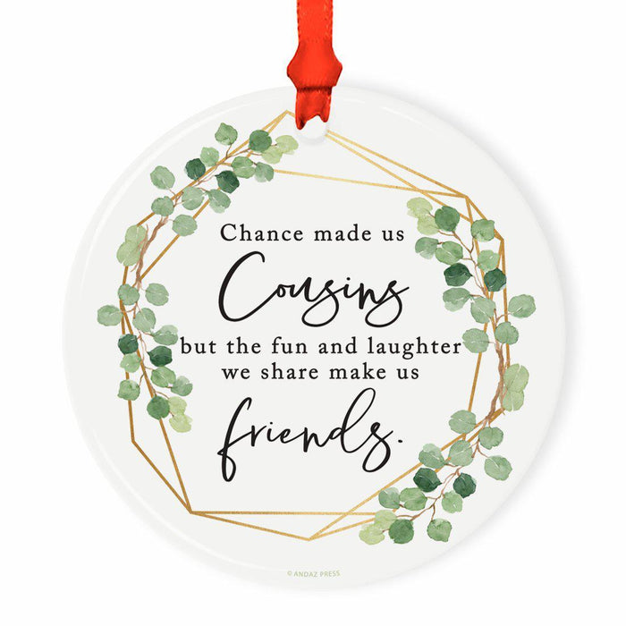 Round Ceramic Porcelain Christmas Tree Ornament Keepsake Collectible Gift for Friend, Floral-Set of 1-Andaz Press-True Friends-