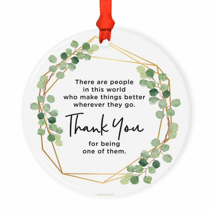 Round Ceramic Porcelain Christmas Tree Ornament Keepsake Collectible Gift for Friend, Floral-Set of 1-Andaz Press-True Friends-