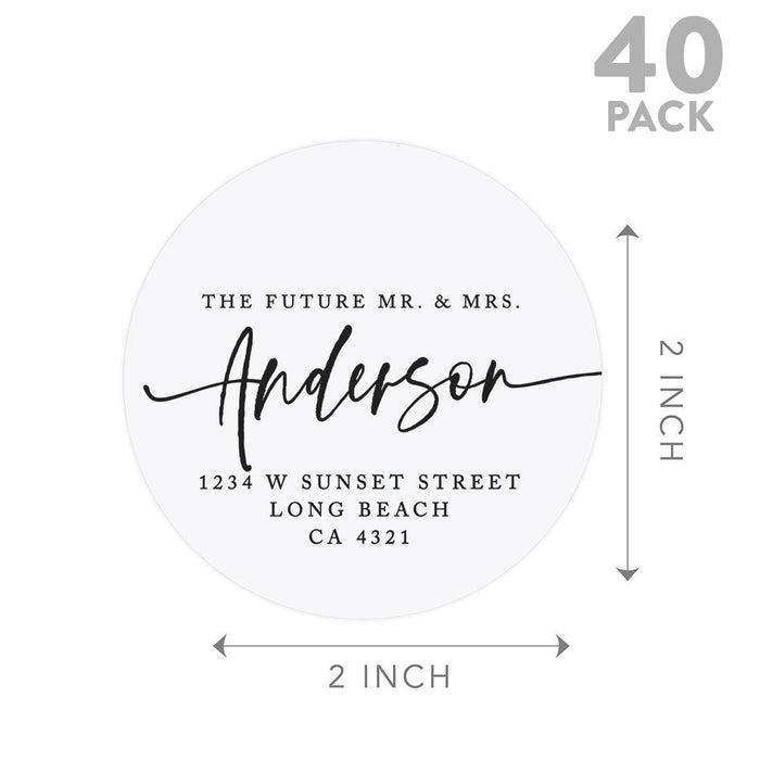 Round Clear Custom Wedding Return Address Labels with Black Ink, Set of 40-Set of 40-Andaz Press-The Future Mr. & Mrs.-
