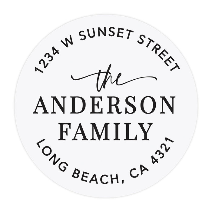 Round Clear Custom Wedding Return Address Labels with Black Ink, Set of 40-Set of 40-Andaz Press-Custom Family Name-
