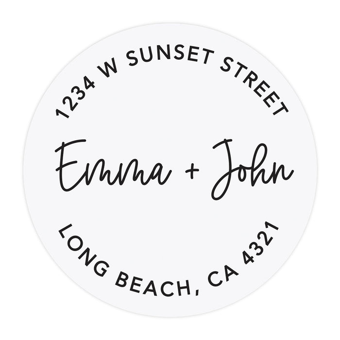 Round Clear Custom Wedding Return Address Labels with Black Ink, Set of 40-Set of 40-Andaz Press-Custom Names-