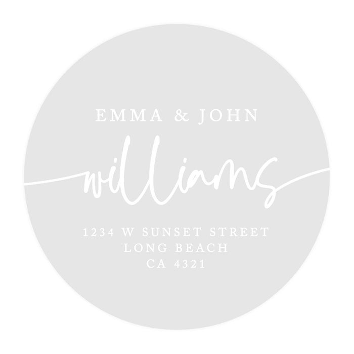 Round Clear Custom Wedding Return Address Labels with White Ink, Set of 40-Set of 40-Andaz Press-The Future Mr. & Mrs.-