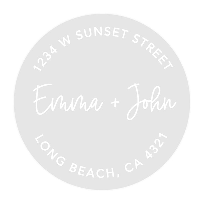 Round Clear Custom Wedding Return Address Labels with White Ink, Set of 40-Set of 40-Andaz Press-Custom Names-