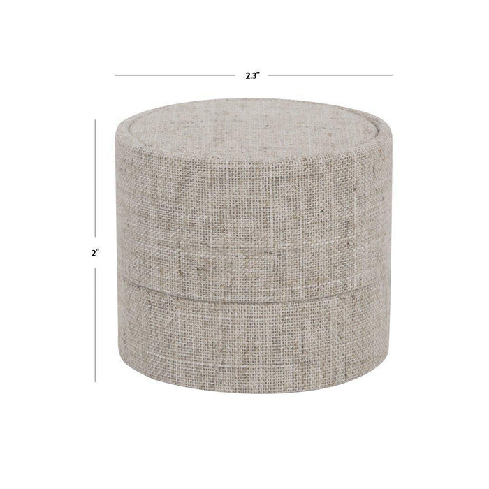 Round Linen Ring Box-Set of 1-Koyal Wholesale-Natural-