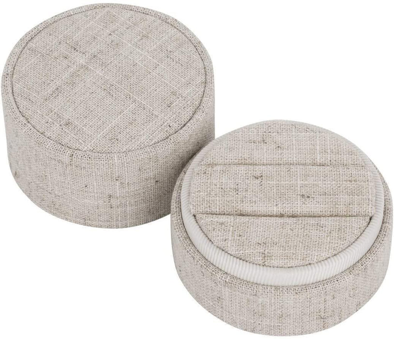 Round Linen Ring Box-Set of 1-Koyal Wholesale-Natural-