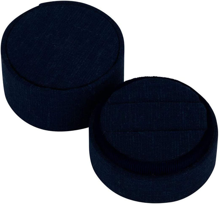 Round Linen Ring Box-Set of 1-Koyal Wholesale-Navy Blue-