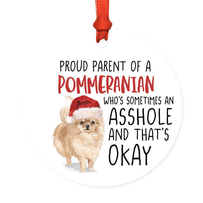 Round MDF Natural Wood Christmas Tree Ornament Dog Lover's Gift, Watercolor Design 2-Set of 1-Andaz Press-Hungarian Vizsla-