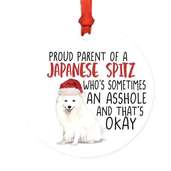 Round MDF Natural Wood Christmas Tree Ornament Dog Lover's Gift, Watercolor Design 2-Set of 1-Andaz Press-Hungarian Vizsla-