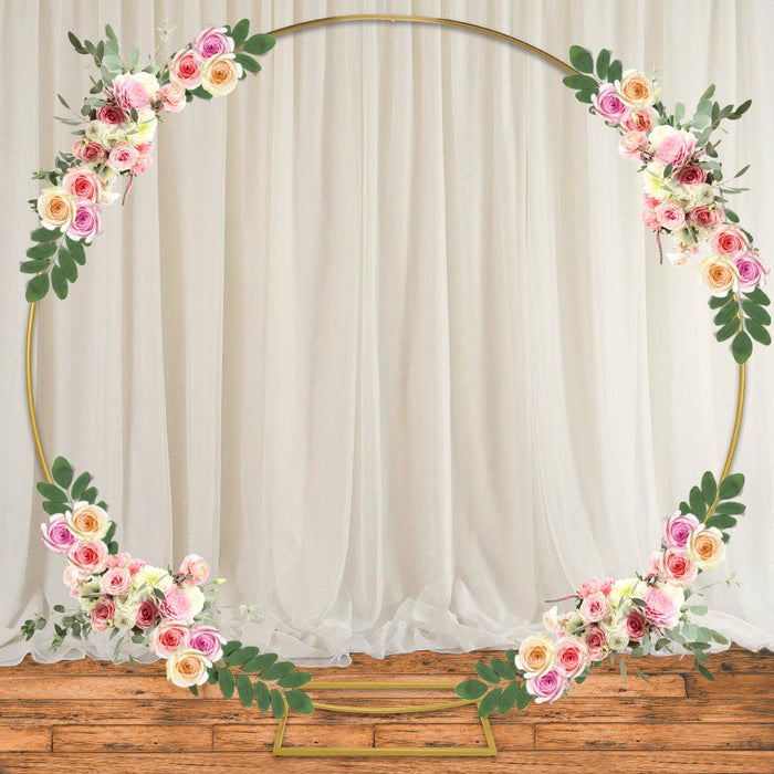 Round Matte Metal Wedding Stand, Arch Backdrop Stand, Sturdy Circle Frame with Legs for Florals-Set of 1-Koyal Wholesale-Gold-