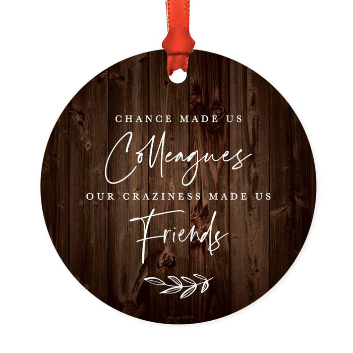 Round Metal Christmas Ornament Collectible Friendship Gift, Rustic Wood-Set of 1-Andaz Press-Good Friends-