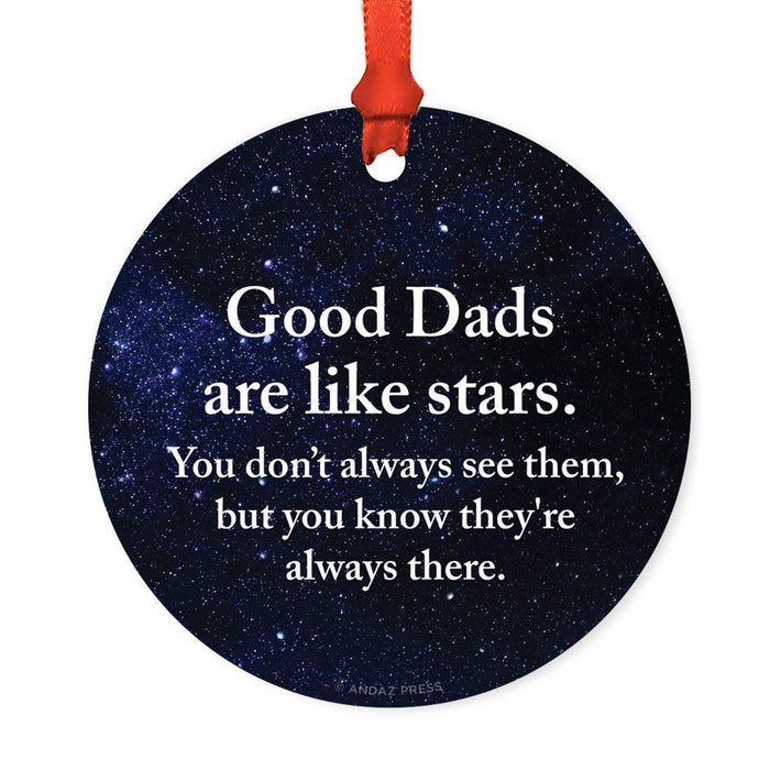 Round Metal Christmas Ornament Long Distance Friendship Gift-Set of 1-Andaz Press-Dad-