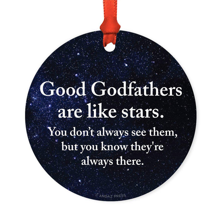 Round Metal Christmas Ornament Long Distance Friendship Gift-Set of 1-Andaz Press-Godfather-