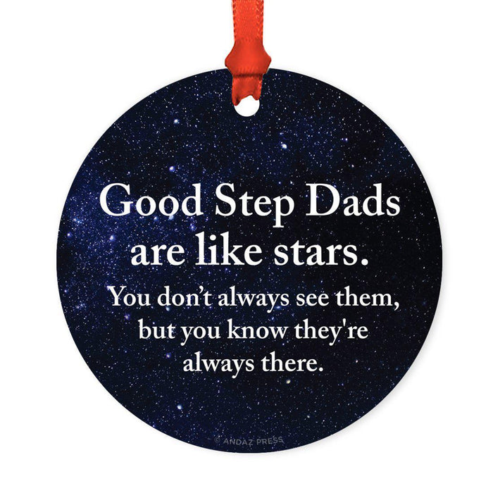 Round Metal Christmas Ornament Long Distance Friendship Gift-Set of 1-Andaz Press-Step Dad-