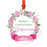 Round Metal Christmas Ornament, Pink Flowers Banner, Includes Ribbon and Gift Bag-Set of 1-Andaz Press-Mommy Daddy-