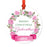 Round Metal Christmas Ornament, Pink Flowers Banner, Includes Ribbon and Gift Bag-Set of 1-Andaz Press-Godmother Merry Christmas-