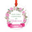 Round Metal Christmas Ornament, Pink Flowers Banner, Includes Ribbon and Gift Bag-Set of 1-Andaz Press-Godparents-