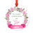 Round Metal Christmas Ornament, Pink Flowers Banner, Includes Ribbon and Gift Bag-Set of 1-Andaz Press-Grandma Gigi-