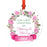 Round Metal Christmas Ornament, Pink Flowers Banner, Includes Ribbon and Gift Bag-Set of 1-Andaz Press-Mommy Mommy-