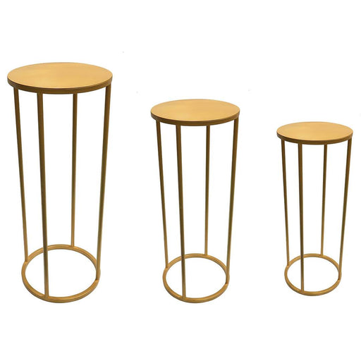 Round Metal Floral Stand Set, Set of 3-Set of 3-Koyal Wholesale-Gold-