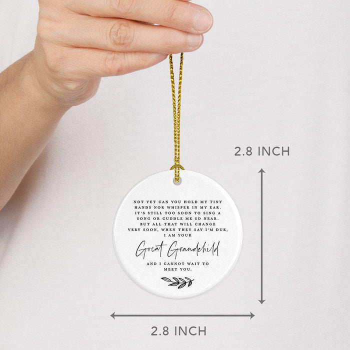 Round Porcelain Ceramic Surprise Baby Birth Announcement Christmas Tree Ornament Gift, Can't Wait to Meet You-Set of 1-Andaz Press-General-