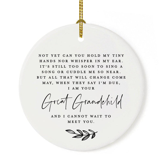 Round Porcelain Ceramic Surprise Baby Birth Announcement Christmas Tree Ornament Gift, Can't Wait to Meet You-Set of 1-Andaz Press-May-