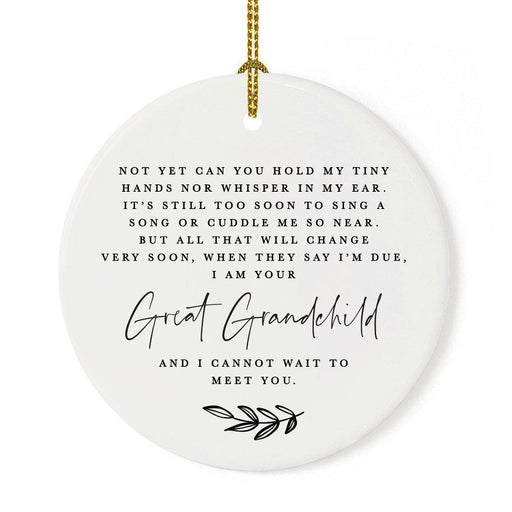 Round Porcelain Ceramic Surprise Baby Birth Announcement Christmas Tree Ornament Gift, Can't Wait to Meet You-Set of 1-Andaz Press-General-