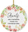 Round Porcelain Christmas Tree Ornament, Spring Floral Wreath-Set of 1-Andaz Press-Goddaughter I Promise to Guide You Love Your Godmother-