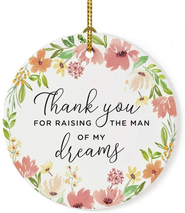 Round Porcelain Christmas Tree Ornament, Spring Floral Wreath-Set of 1-Andaz Press-Goddaughter I Promise to Guide You Love Your Godmother-