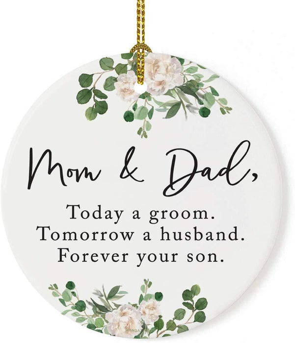 Round Porcelain Christmas Tree Ornament, Thank You-Set of 1-Andaz Press-Mom As I Say I Do-