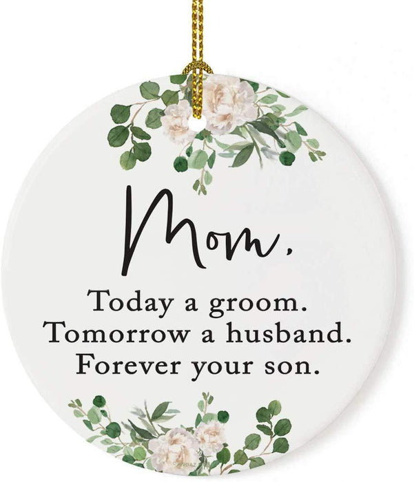 Round Porcelain Christmas Tree Ornament, Thank You-Set of 1-Andaz Press-Mom As I Say I Do-