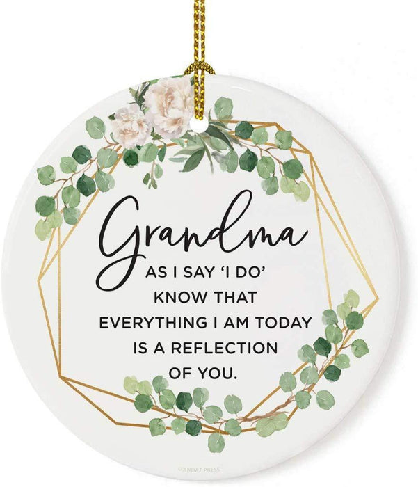 Round Porcelain Christmas Tree Ornament, Thank You-Set of 1-Andaz Press-Grandma As I Say I Do Wedding Thank You Gift Ideas-