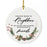 Round Porcelain Pine Wreath Christmas Tree Ornament Keepsake Gift-Set of 1-Andaz Press-Mimi-