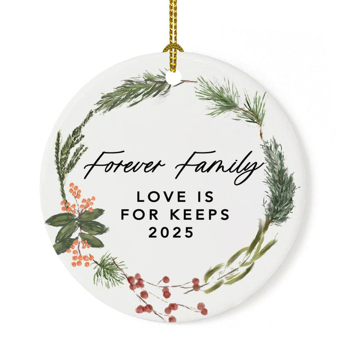 Round Porcelain Pine Wreath Christmas Tree Ornament Keepsake Gift-Set of 1-Andaz Press-Mimi-