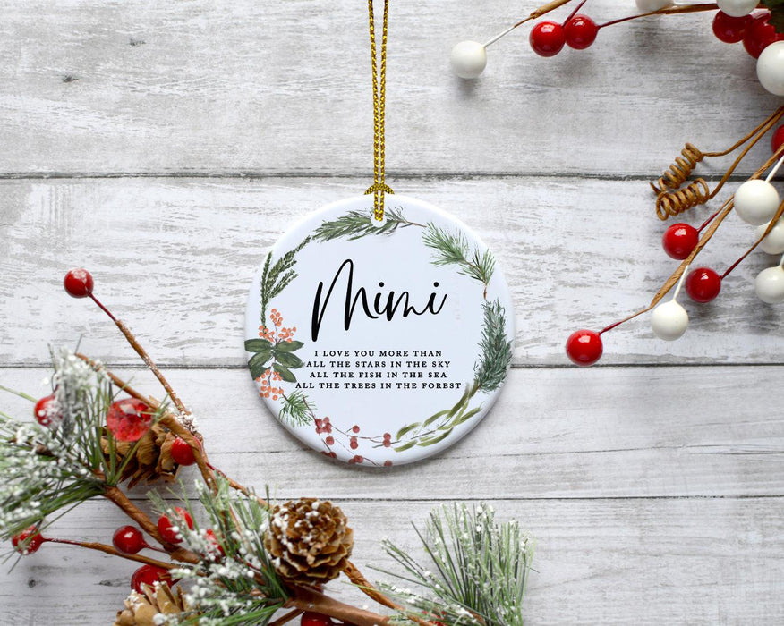 Round Porcelain Pine Wreath Christmas Tree Ornament Keepsake Gift-Set of 1-Andaz Press-Mimi-