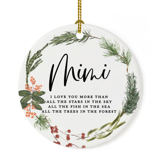 Round Porcelain Pine Wreath Christmas Tree Ornament Keepsake Gift-Set of 1-Andaz Press-Mimi-