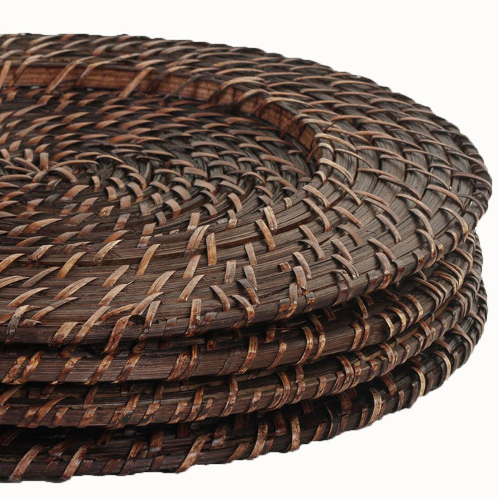 Round Rattan Charger Plates-Set of 4-Koyal Wholesale-Tan-