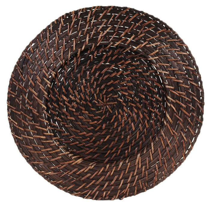 Round Rattan Charger Plates-Set of 4-Koyal Wholesale-Brown-