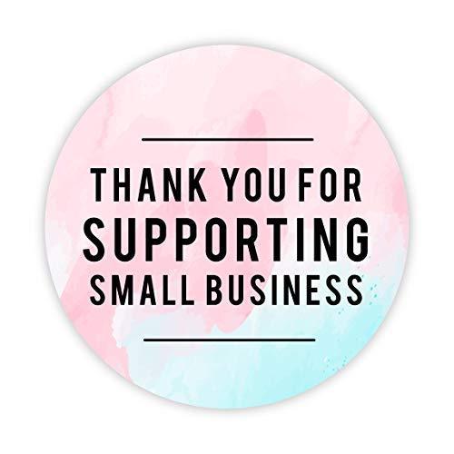 Round Small Business Sticker Labels 120-Pack-set of 120-Andaz Press-Watercolor Pink Thank You for Supporting My Small Business-