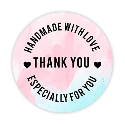 Round Small Business Sticker Labels 120-Pack-set of 120-Andaz Press-Watercolor Handmade with Love, Thank You, Especially for You-
