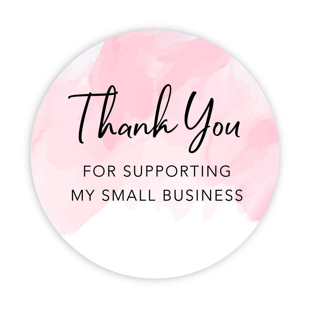 Round Small Business Sticker Labels 120-Pack-set of 120-Andaz Press-Watercolor Pink Thank You for Supporting My Small Business-