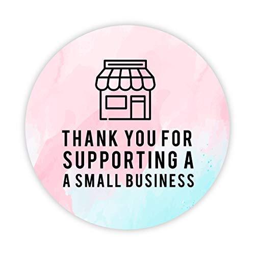Round Small Business Sticker Labels 120-Pack-set of 120-Andaz Press-Watercolor Thank You for Supporting A Small Business-