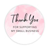 Round Small Business Sticker Labels 120-Pack-set of 120-Andaz Press-Watercolor Pink Thank You for Supporting My Small Business-