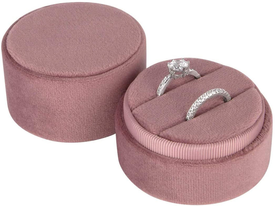 Round Velvet Ring Box-Set of 1-Koyal Wholesale-Blush Pink-