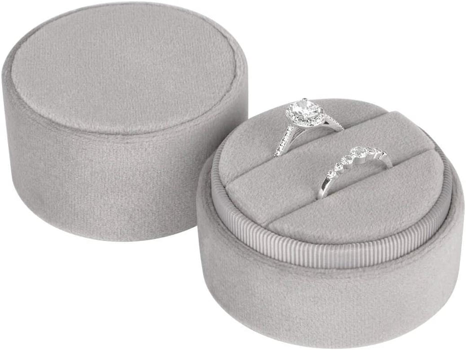 Round Velvet Ring Box-Set of 1-Koyal Wholesale-Blush Pink-