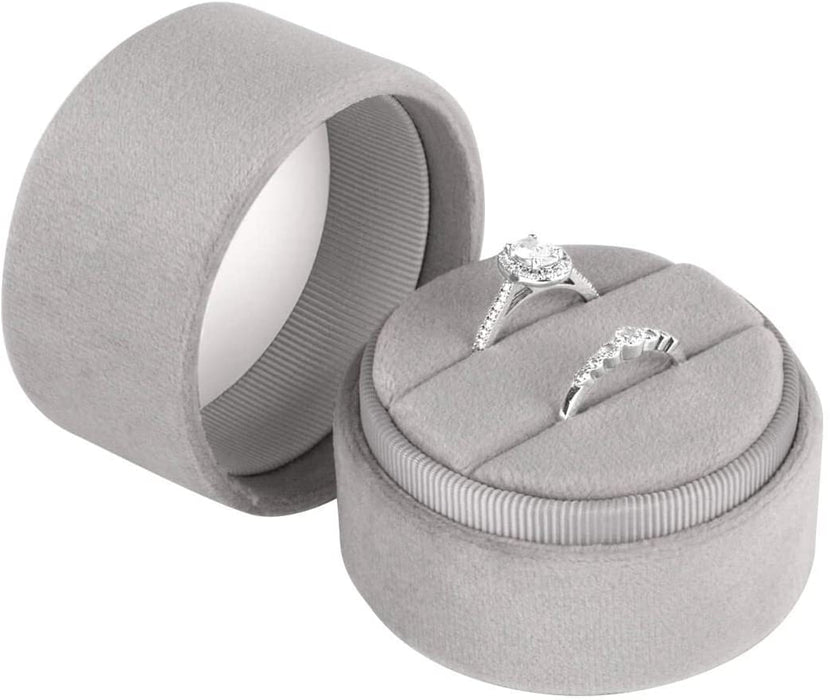 Round Velvet Ring Box-Set of 1-Koyal Wholesale-Blush Pink-