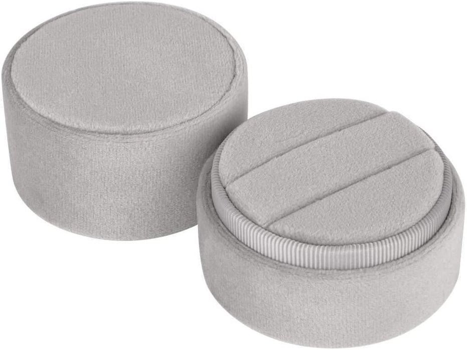 Round Velvet Ring Box-Set of 1-Koyal Wholesale-Gray-