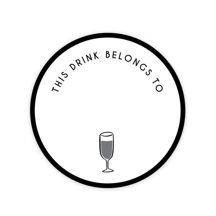 Round Vinyl Drink Stickers, This Drink Belongs To, Blank Drink Labels for Cocktail Party-Set of 80-Andaz Press-This Drink Belongs To Arrow Design-