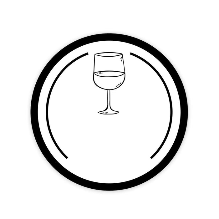 Round Vinyl Drink Stickers, This Drink Belongs To, Blank Drink Labels for Cocktail Party-Set of 80-Andaz Press-Line Wine Glass Design-